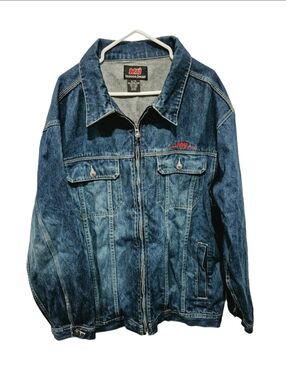 Vintage Mecca USA Jeans Denim Jacket Full Zip Y2K Baggy Mens XL